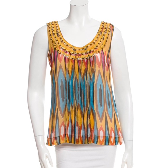 Tory Burch colorful sleeveless silk top size 6 - Picture 1 of 14